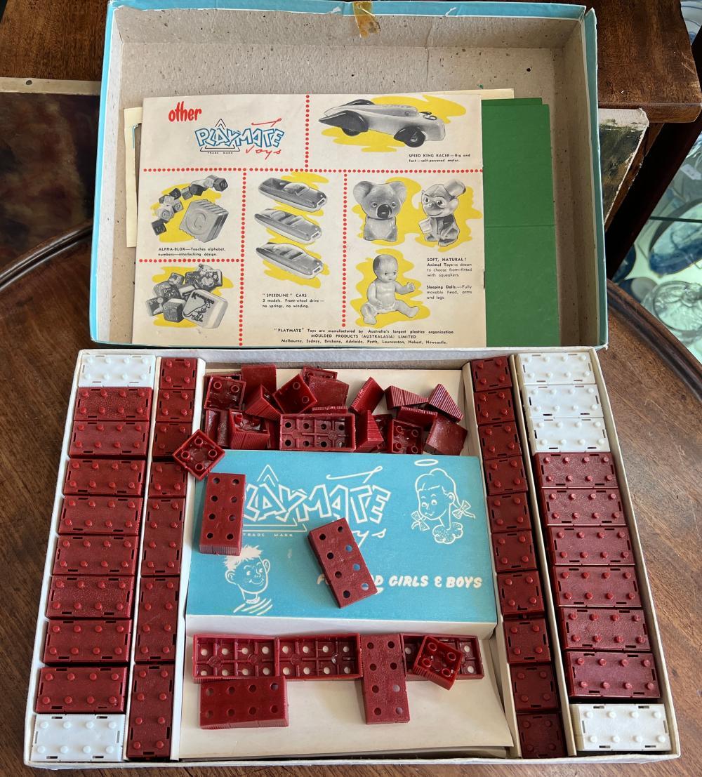 Build-a-Brix Playmate Set No. 1, Australian-made construction toy set, 1949