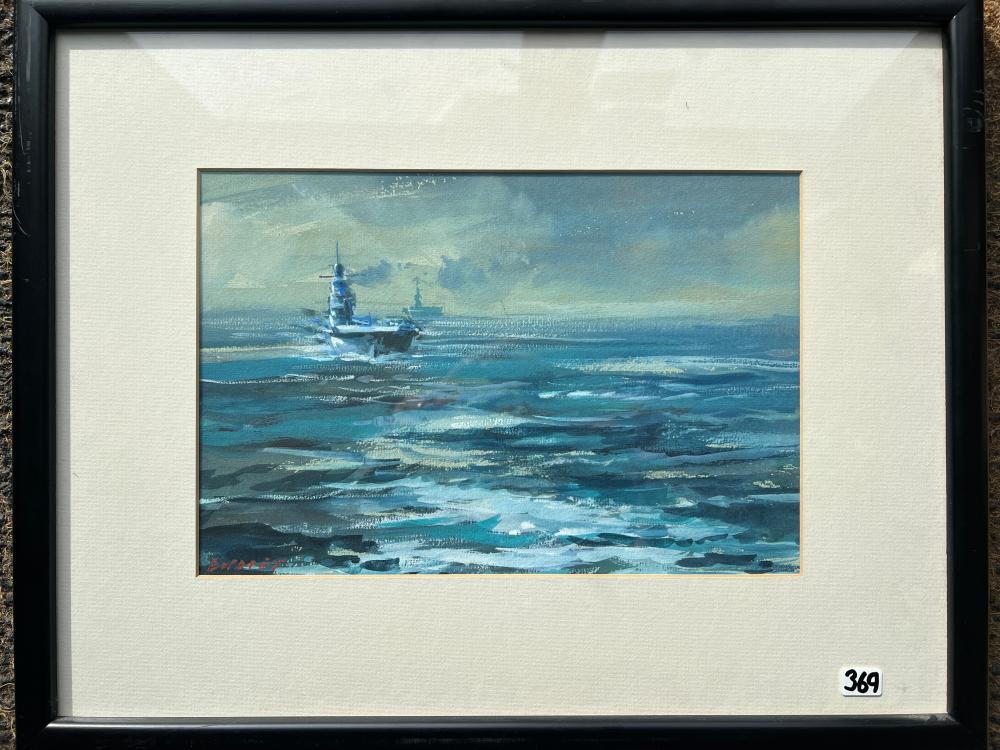 John Delaney ‘HMAS Melbourne at Sea’ , Watercolour  c. 1965