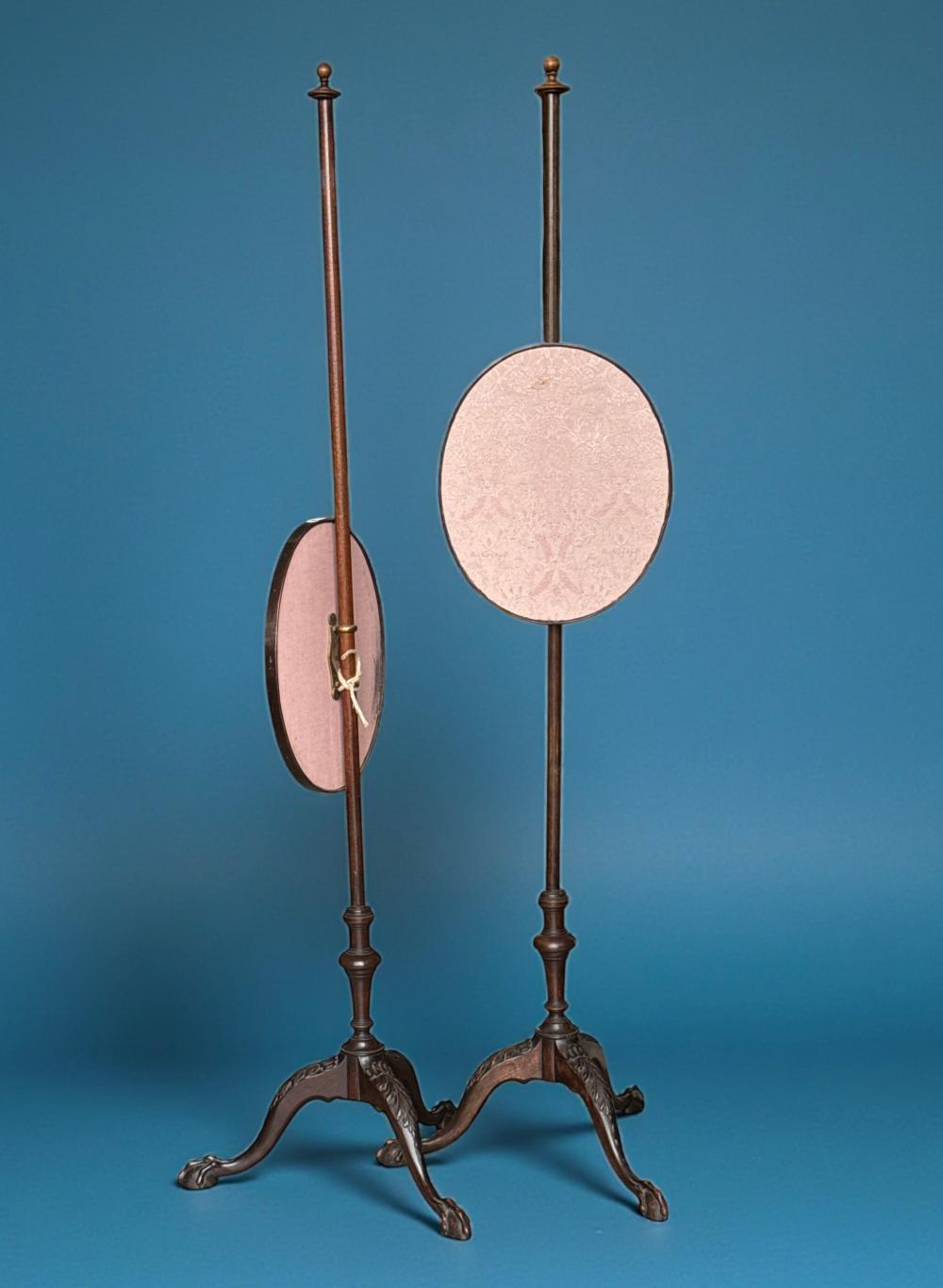 Pair of pole screens in the Regency style, earlier 20th c.