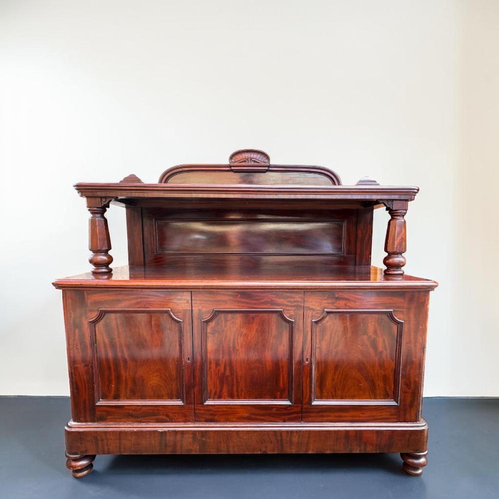 Mahogany court cupboard of earlier form, possibly Scottish, circa 1835