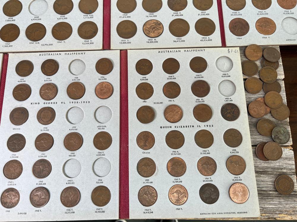 Australian Bronze Penny and Halfpenny Collection, George V to Elizabeth II, 20th century