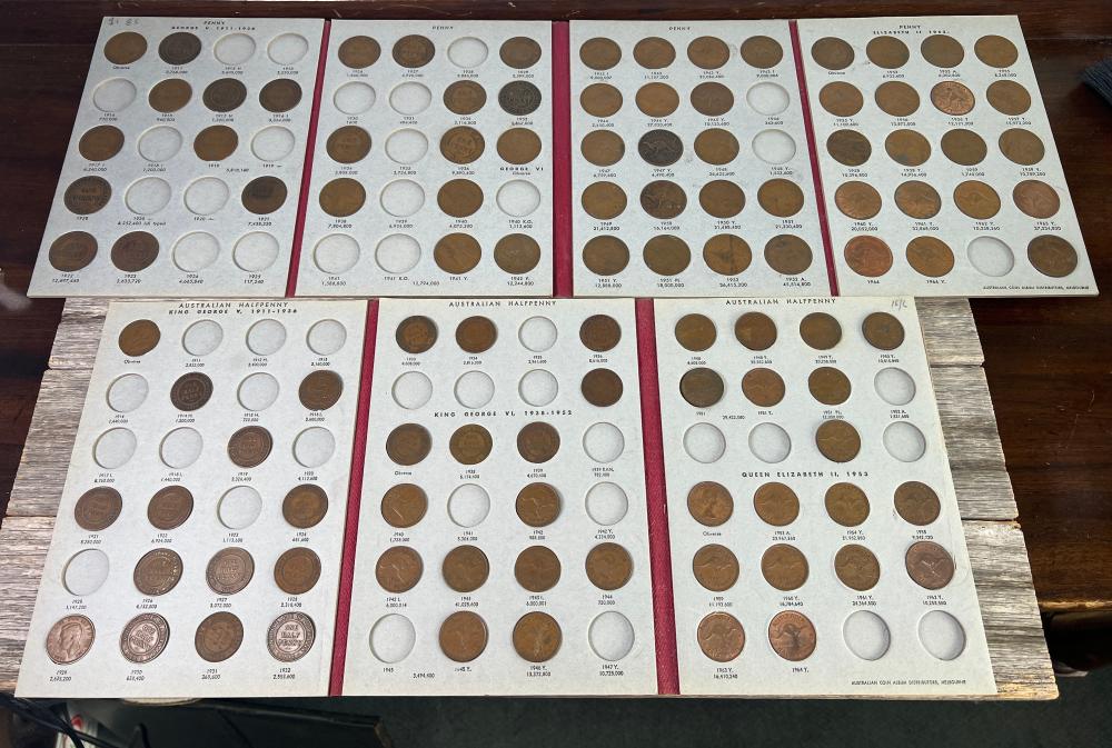 Australian Penny and Halfpenny Part Collection in Two Albums, George V to Elizabeth II, 1911–1964