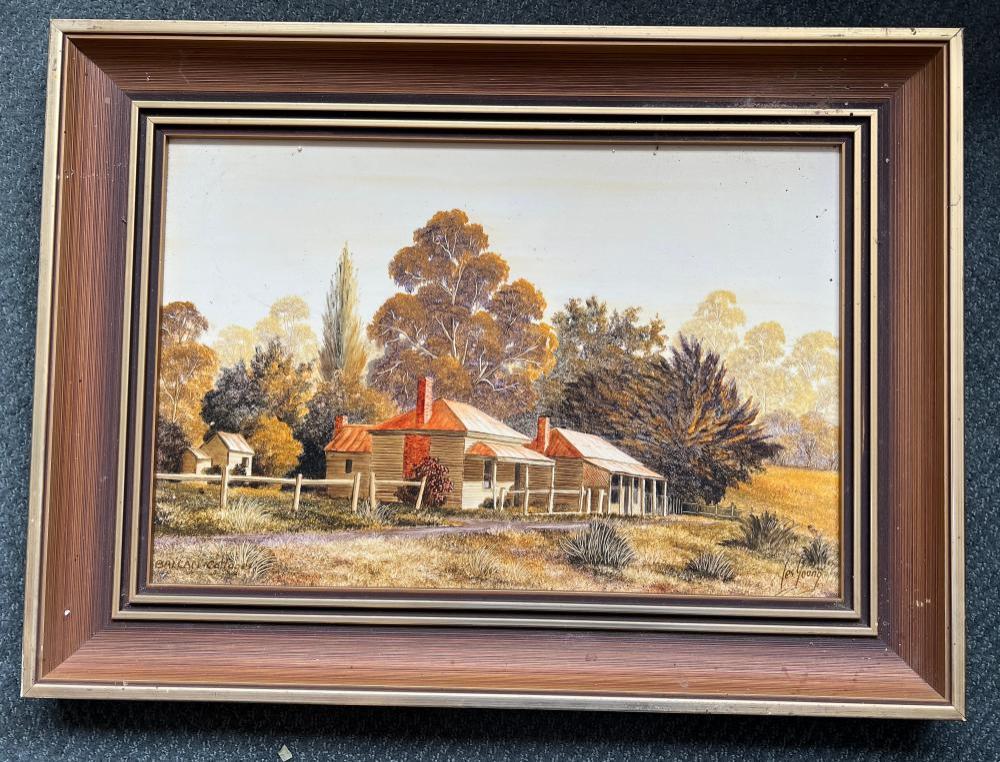 Les Young, 'Ballan Cottage', oil on board, c. 1970s–1980s
