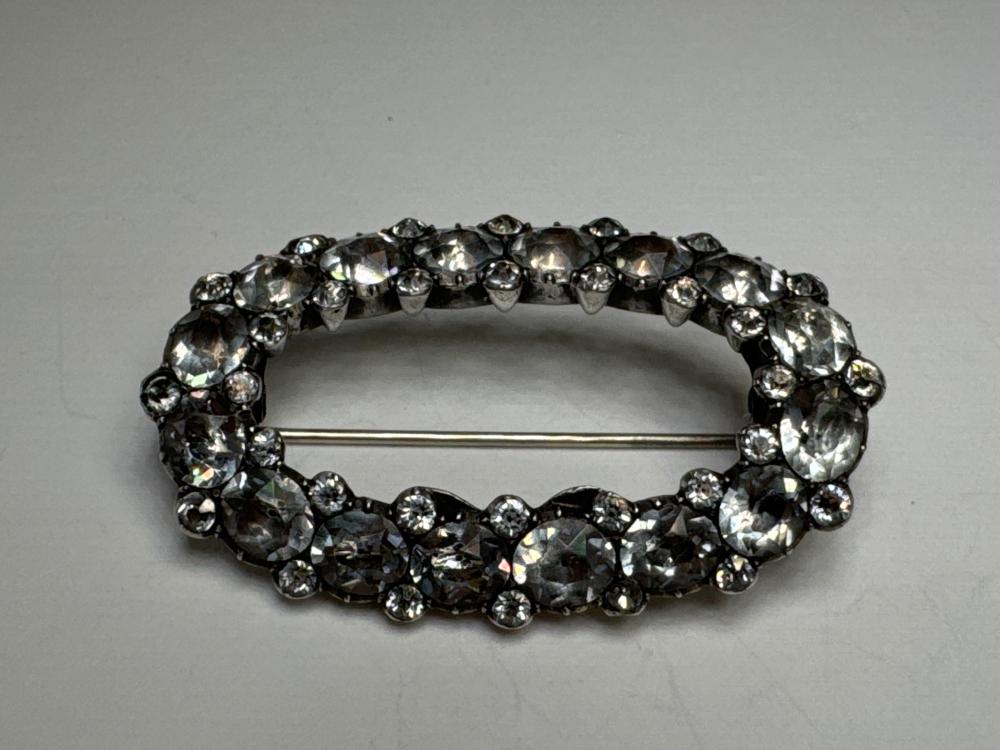 Georgian oval paste brooch, silver-mounted, early 19th century