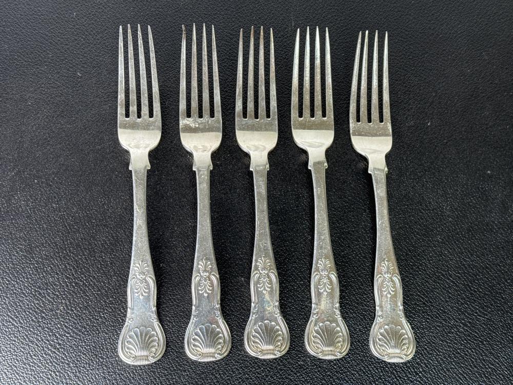 Set of five silver table forks, Kings pattern, Edinburgh 1830