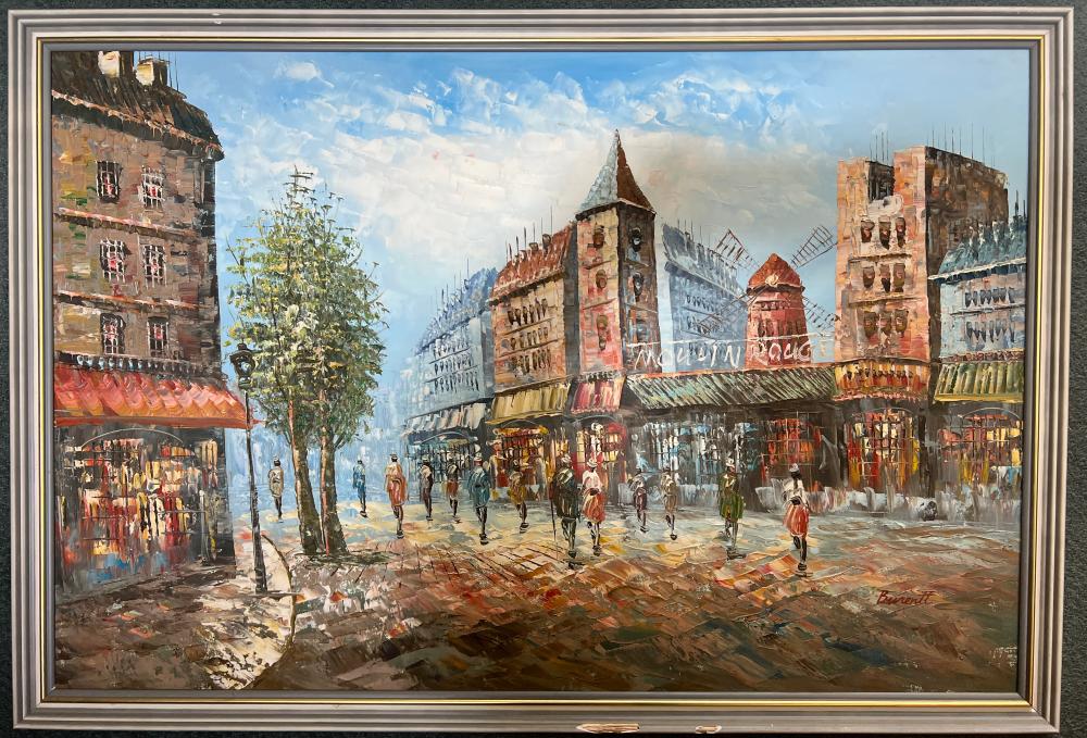Caroline Burnett, 'Moulin Rouge, Paris', oil on canvas, signed, 20th century