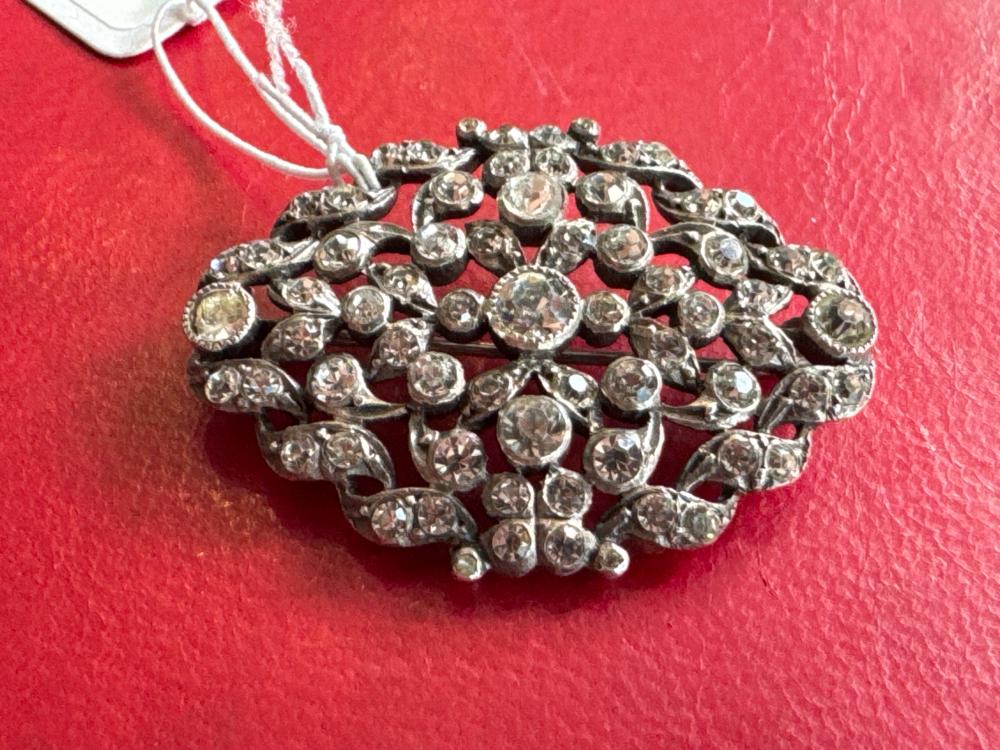 Large diamond-paste and sterling silver 'bouquet' brooch, early 20th century