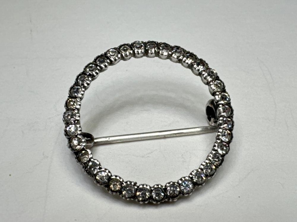 Round paste brooch, sterling silver mount, unmarked, early 20th century
