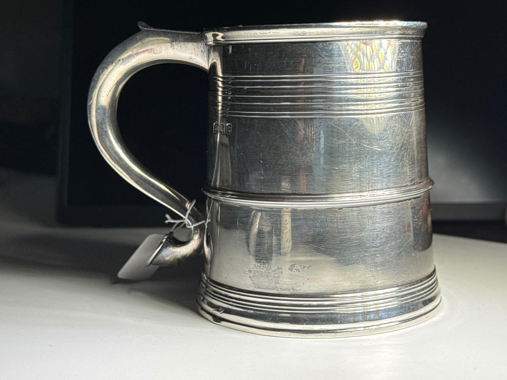 George V Sterling Silver Tankard, London 1919, Made from the Diplomatic Uniform Lace of Sir Evelyn Grant-Duff