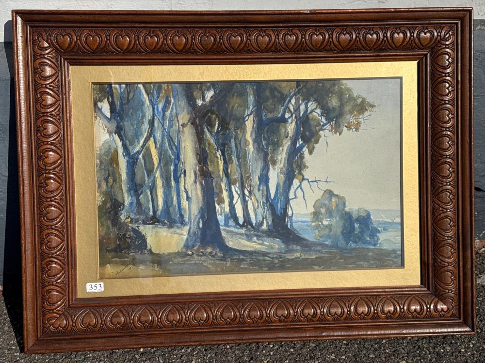 Alexander Kerr (1875-1950) landscape with giant gums, watercolour signed & dated 1926
