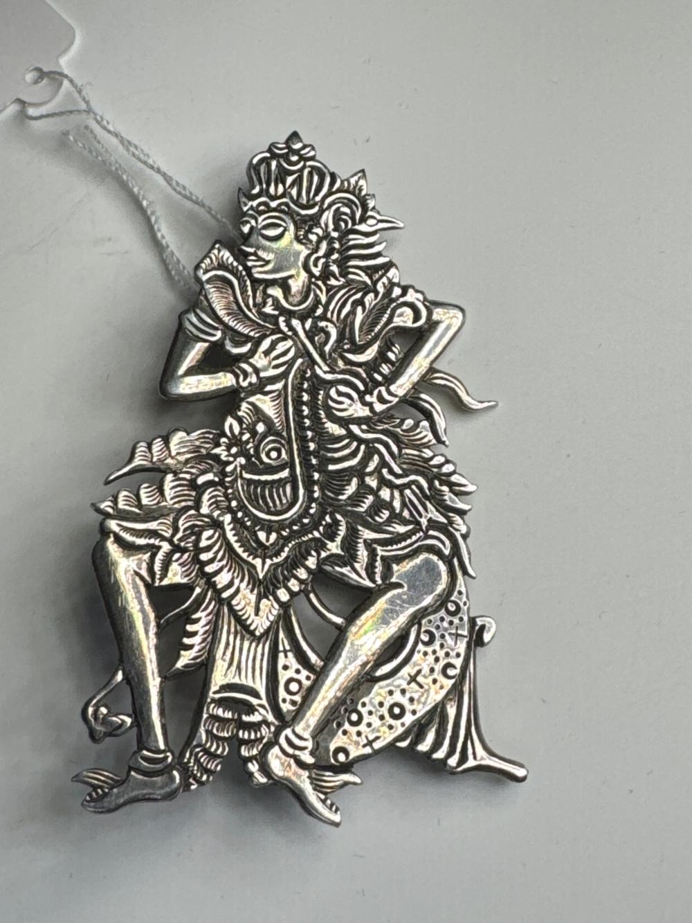 Southeast Asian sterling silver dancer brooch, 20th century