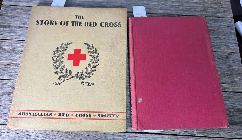 Two World War I publications: 'The War's Best Photographs' and 'The Story of the Red Cross', circa 1914-1918
