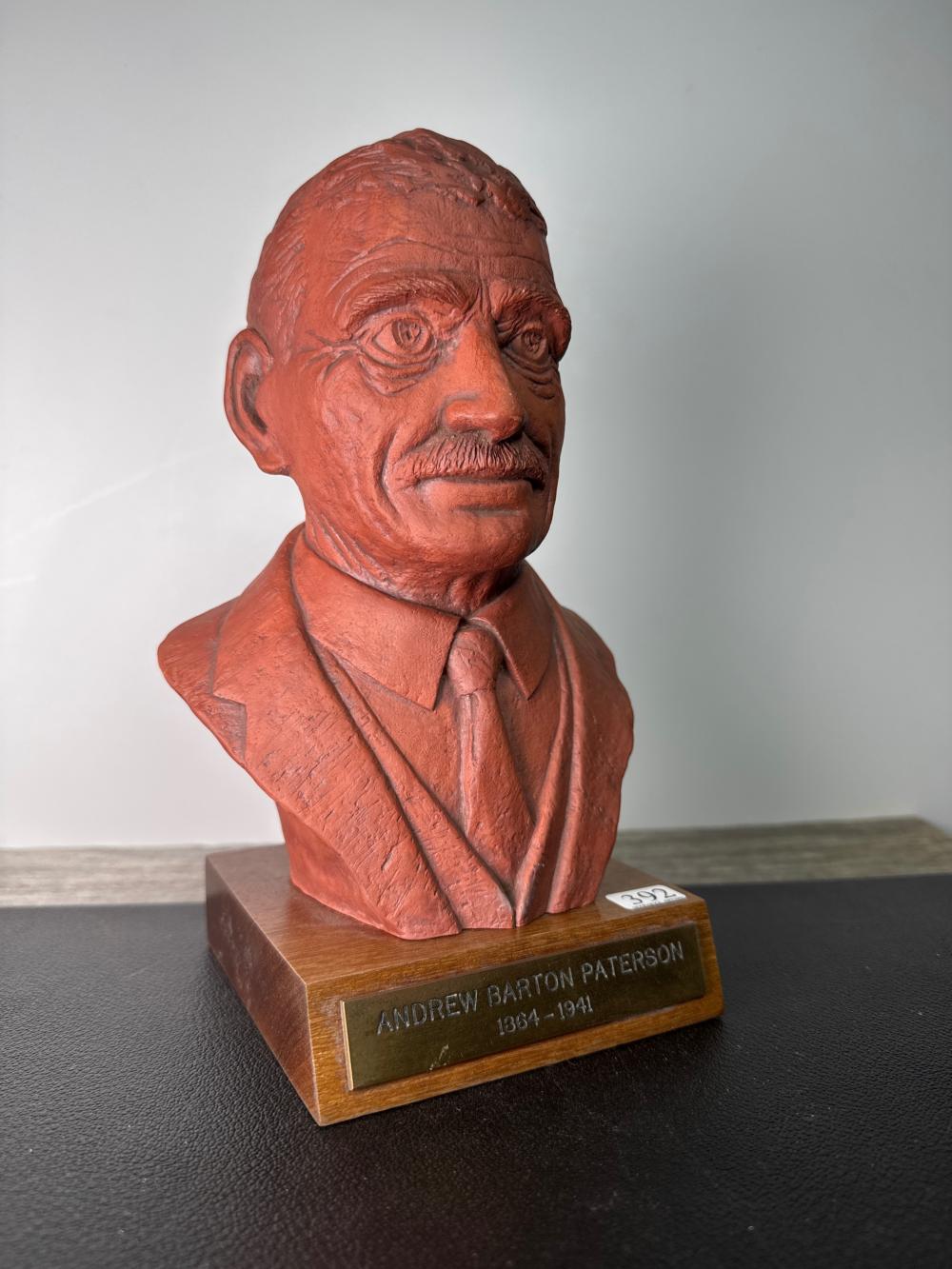 Bust of Banjo Paterson, by M Lewis, presentation marquette 37/50, for the 50 years celebration 1991