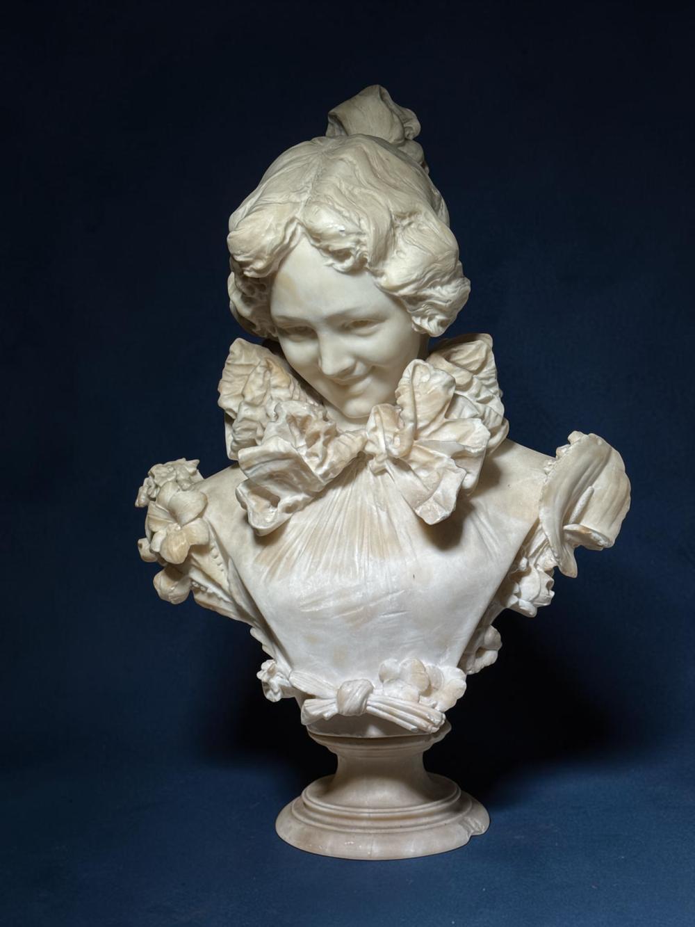 Life-size alabaster bust of a girl, Italian  circa 1880