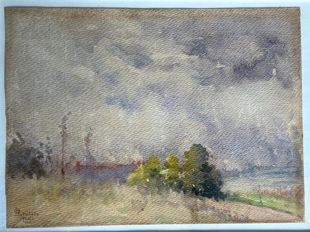 C. P. Leschkau  Landscape - watercolour, signed & dated 1920