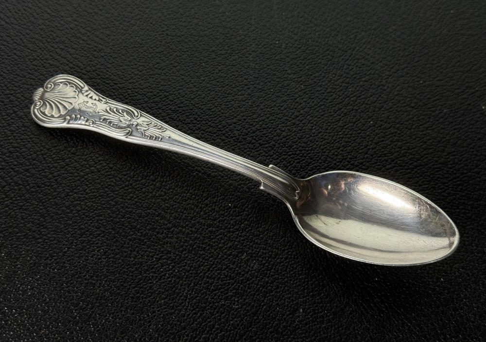 US Navy Officers Mess silverplate teaspoon, Kings Pattern, c.1900